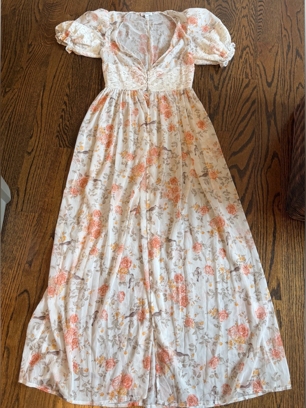 WeWoreWhat- Sheer floral lacey dress